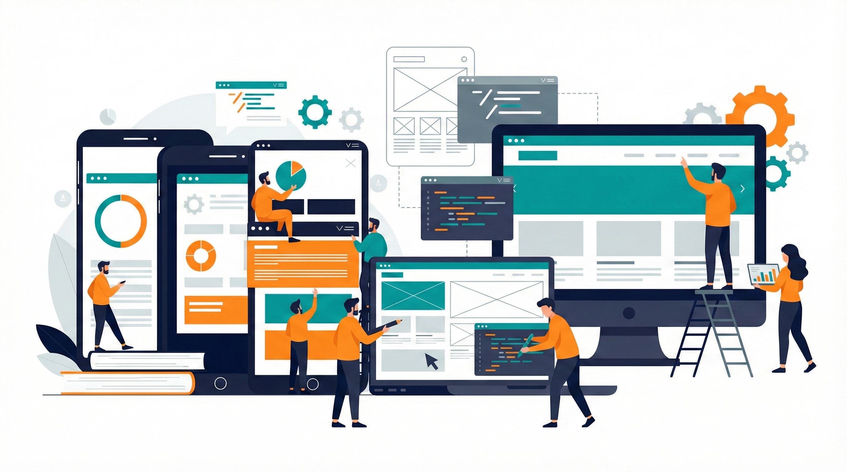 Team of developers building mobile applications together